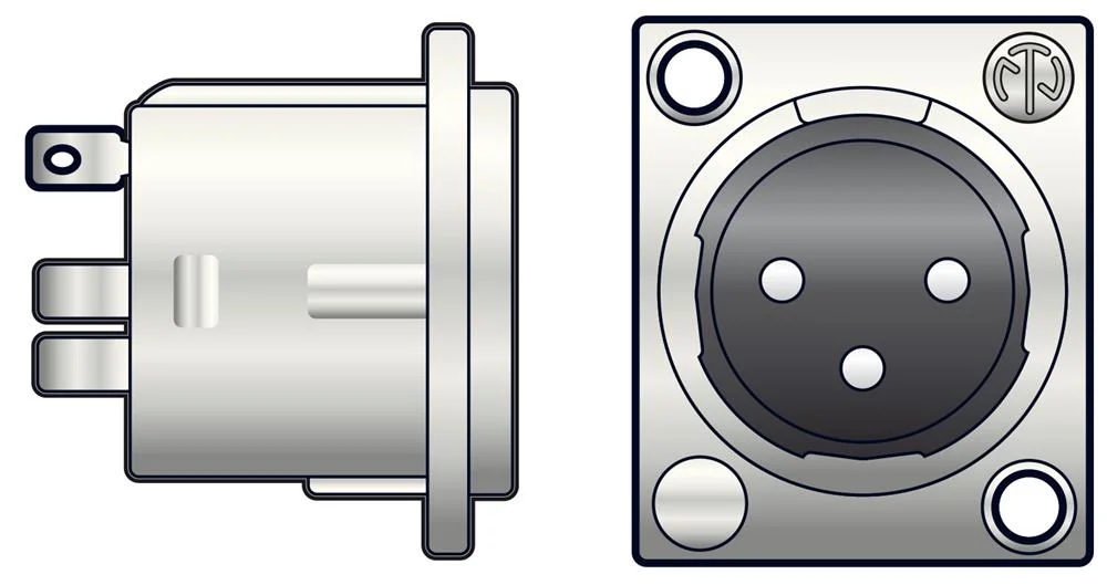 Xlr de Chassis 3 Pinos Nc3md-Lx com Terminais de Solda