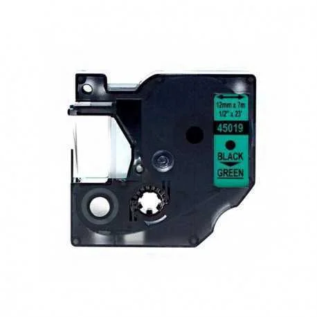 Fita Compat&iacute;vel Dymo D1 45019 - 12mm X 7 Metros Preto/Verde S0720590