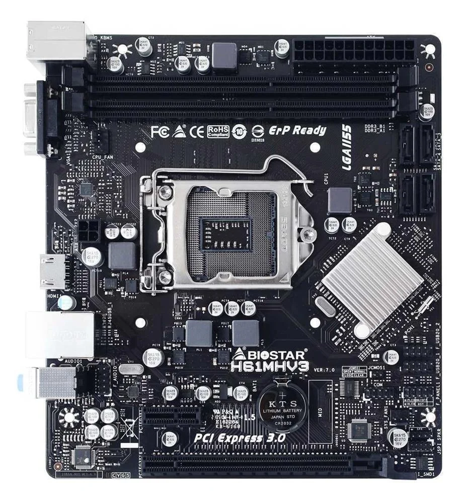 BIOSTAR H61MHV3 MOTHERBOARD INTEL&reg; H61 LGA 1155 (.