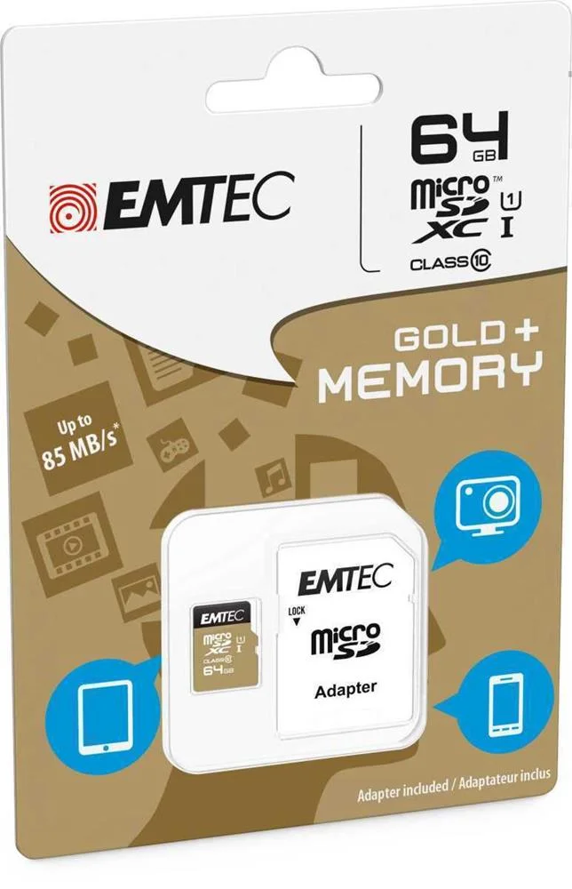 EMTEC MICROSD CLASS10 GOLD+ 64GB MICROSDXC CLASSE.