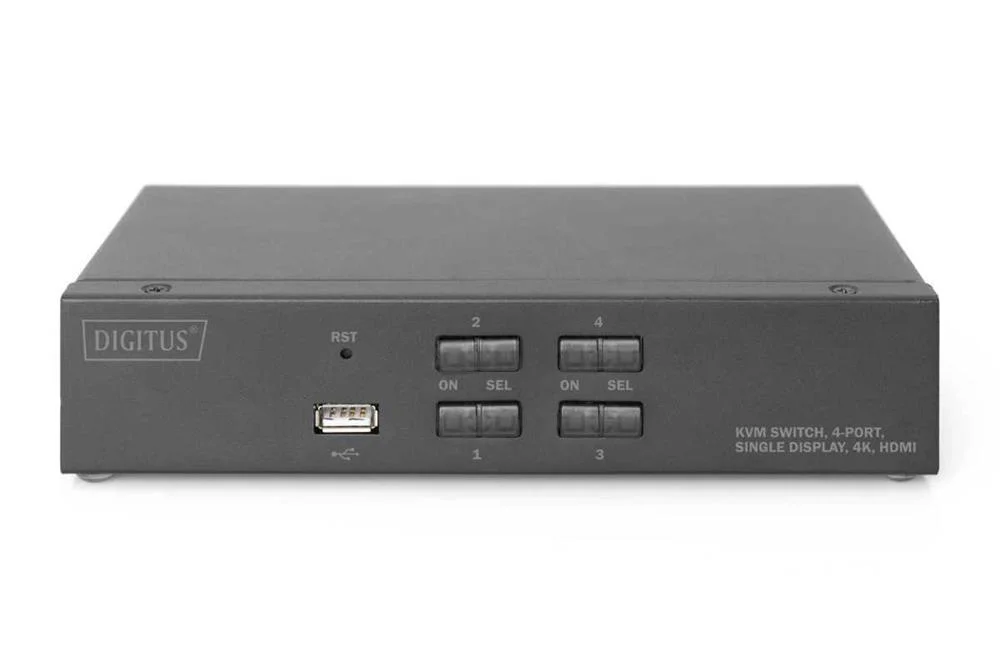 Digitus Kvm Switch, 4-Port, Single-Display, 4k, Hdmi