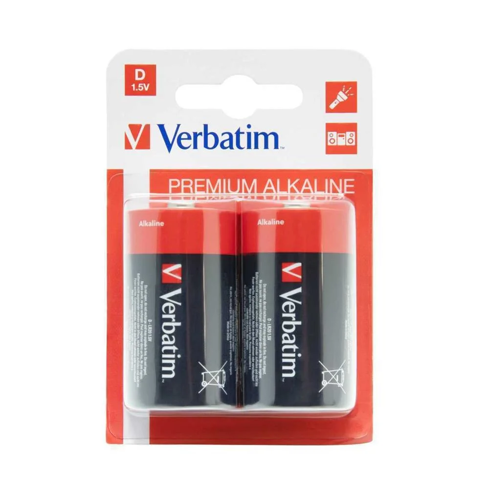Batterie D Verbatim Alkalibatterien 2er Pack Extern Retail