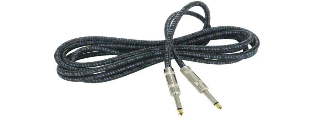 Cabos Tran&ccedil;ados Mono 6.3mm - Mono 6.3mm para Guitarras Cl&aacute;ssicas Preto/Azul 3.0m