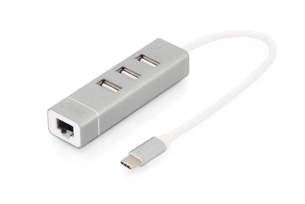 Digitus Usb-C-Hub  3-Port 2.0->3xa2.0 Integr. Kabel     Wei&szlig;