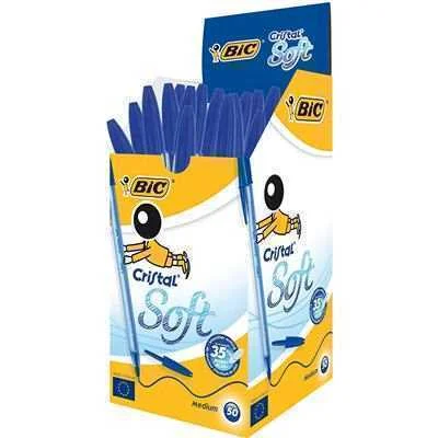 BIC CRISTAL SOFT AZUL ESFEROGR&Aacute;FICA M&Eacute;DIO 50 UNID.