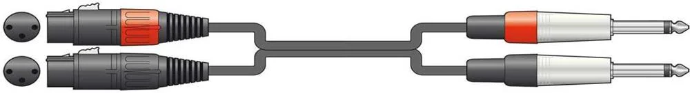 Cabo &Aacute;udio 2x Xlr F&ecirc;mea para 2x Jack Mono 6.3mm 6.0m