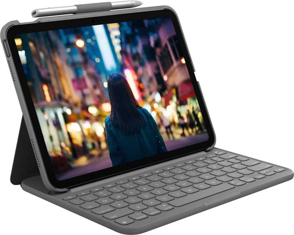 Logitech Slim Folio Cinzento Bluetooth Qwertz Ale.