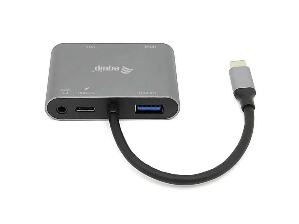 Equip Dock Usb-C->hdmi,Vga/Usb3.0,100wpd,Aux,4k60hz 0.15m Sw