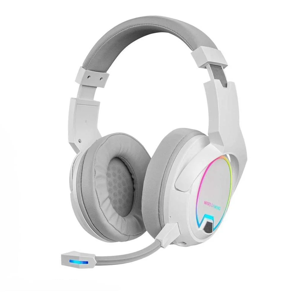 Auscultadores Mars Gaming Mhw-100 Wireless Argb Headphones, Detach Mic, Enc Noise Cancel, White