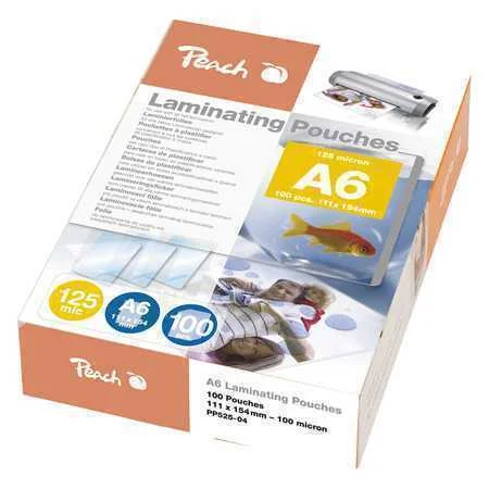 Peach Laminierfolien A6 125mic Gl&auml;nzend                100pk