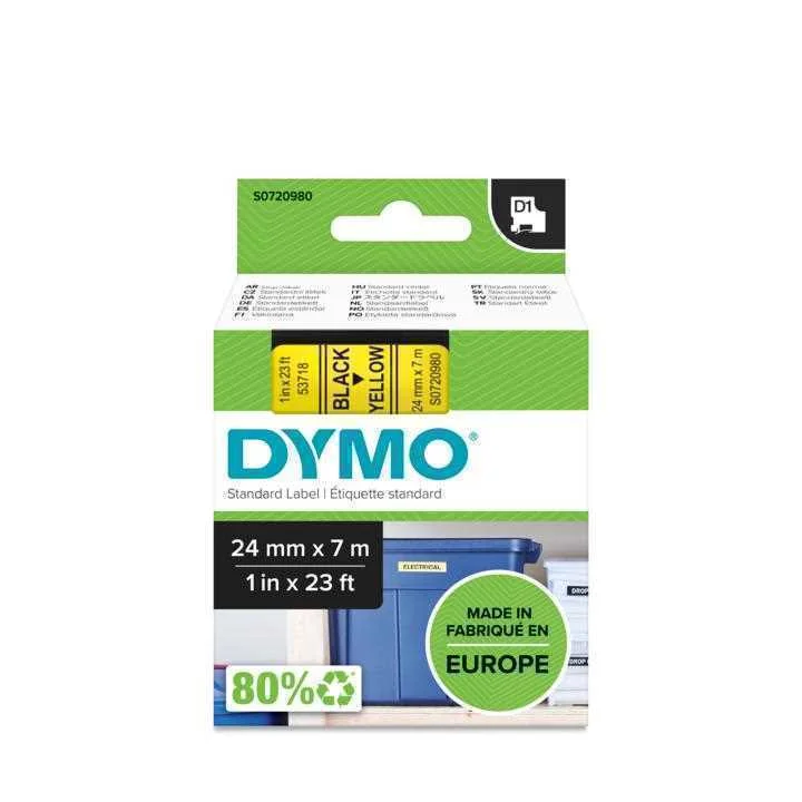 DYMO D1 -STANDARD ETIQUETAS - PRETO NO AMARELO - .