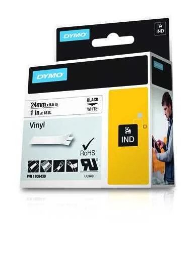 Dymo Rhino Coloured Vinyl Black White (1805430)