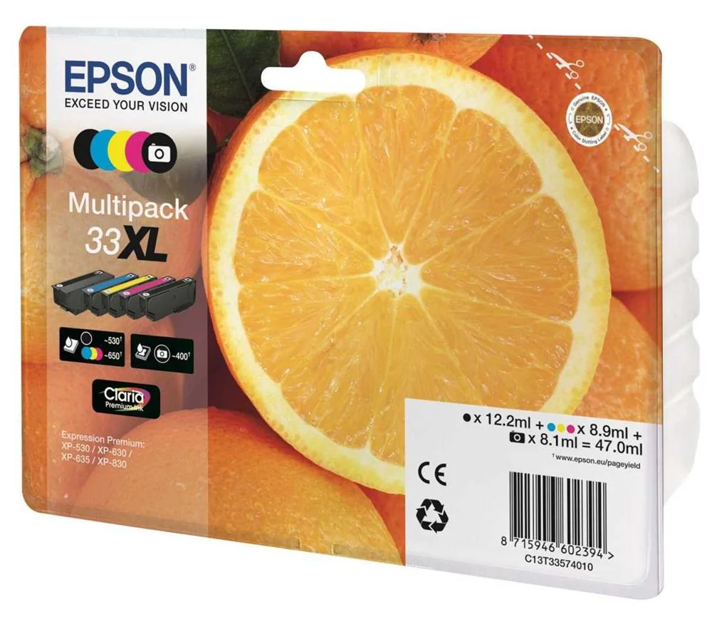 Tinteiro Epson 33 Multipack 5 Cores Xl - Xp-530/540/630/635/645/830/900/7100