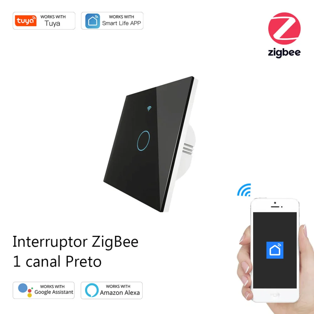 Interruptor de Luz 1 canal ZigBee Preto