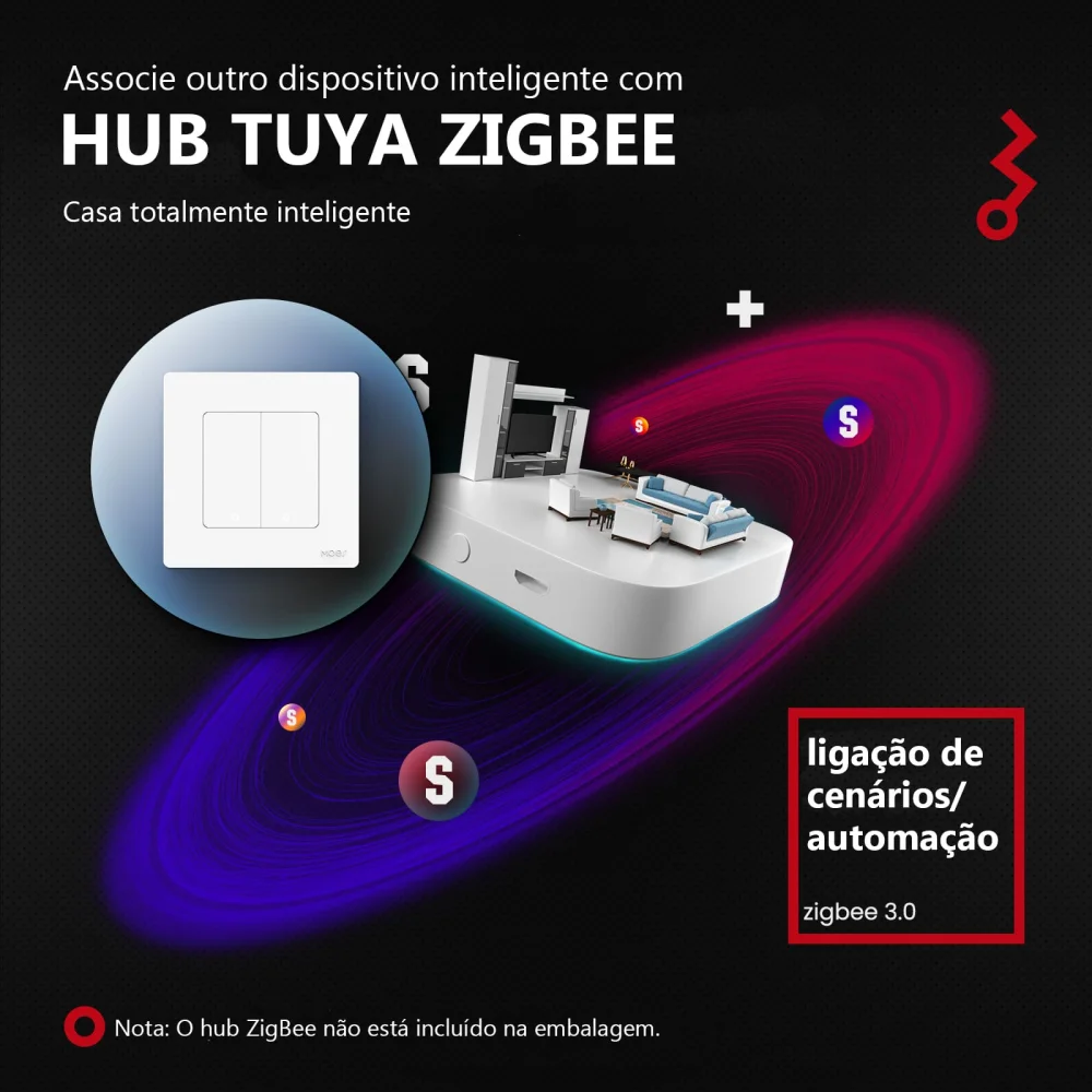 Interruptor Sem Fios 4 Canais Star Ring Zigbee Cin