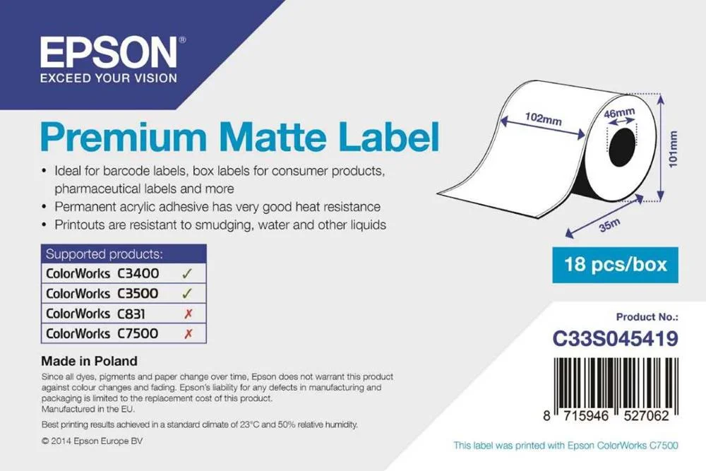 EPSON PREMIUM, 102MM X 35M, 163 G/M&sup2;