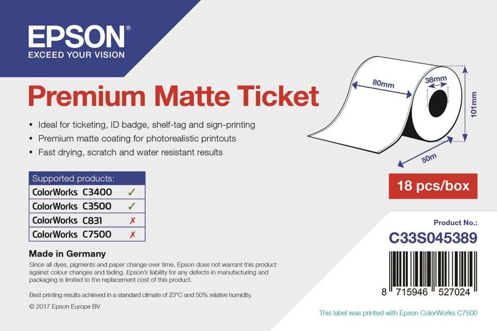 EPSON PREMIUM, 80MM X 50M, 107 G/M&sup2;