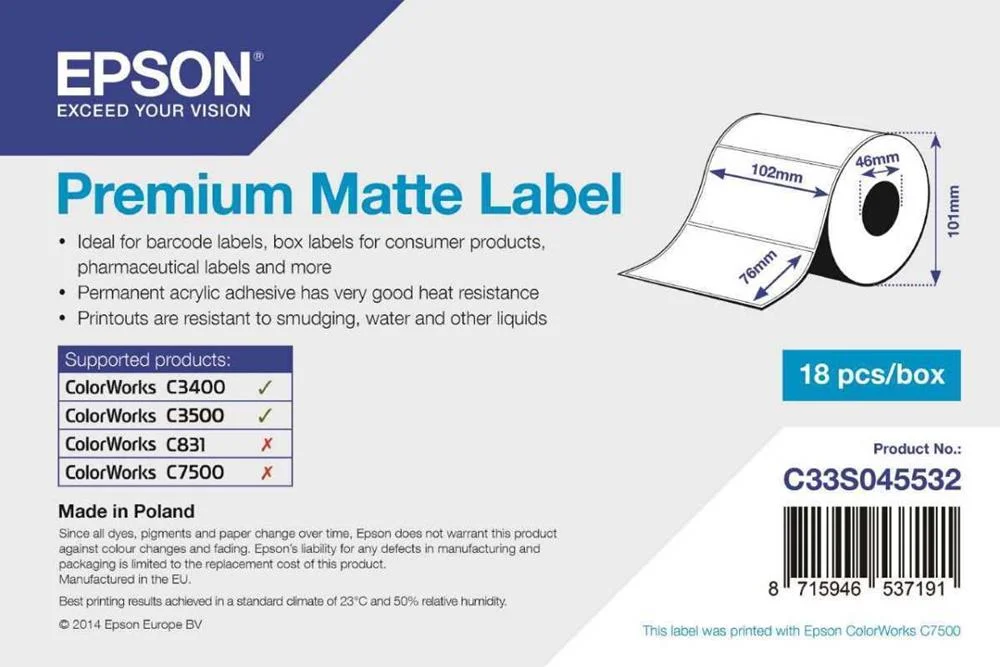 EPSON PREMIUM MATTE LABEL BRANCO