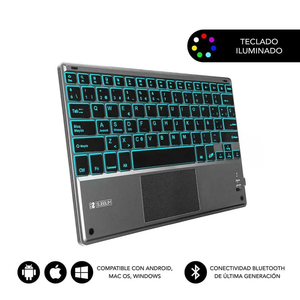 Teclado Bluetooth com Suporte para T&aacute;blete Subblim Sub-Kbt-Smbt51 Qwerty Espanhol Multicolor Espanho