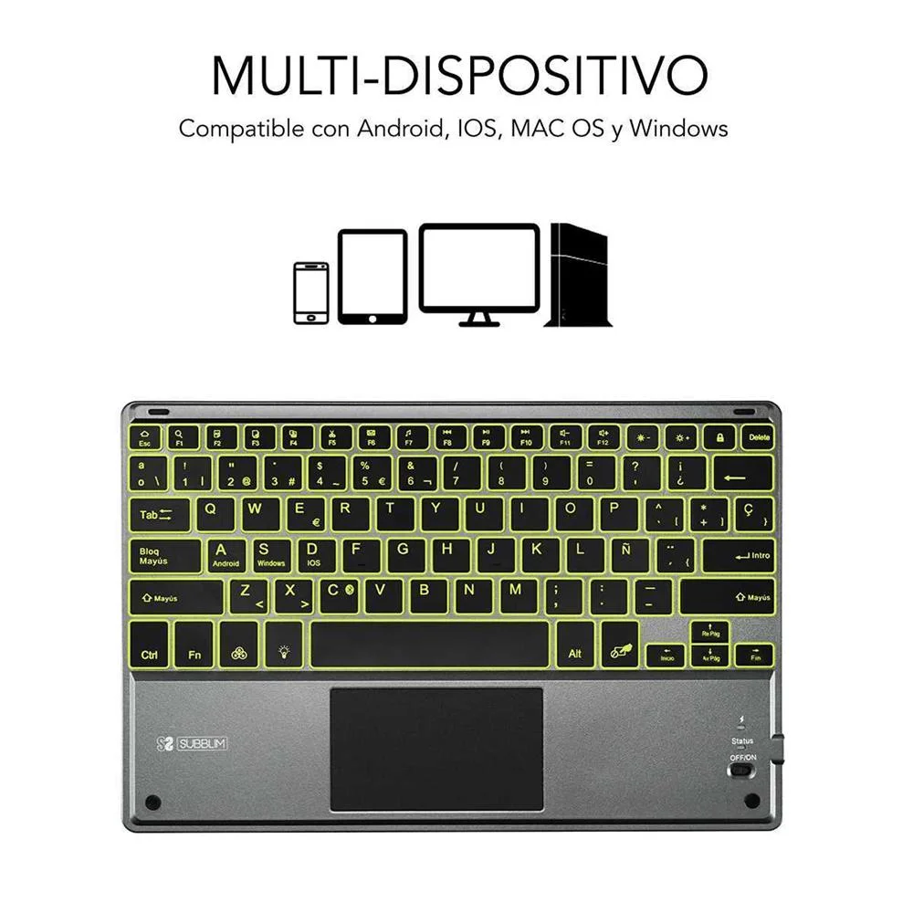 Teclado Bluetooth com Suporte para T&aacute;blete Subblim Sub-Kbt-Smbt51 Qwerty Espanhol Multicolor Espanho