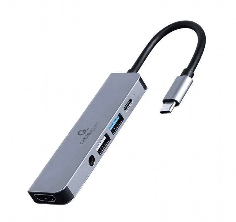 Gembird A-Cm-Combo5-02 Usb Type-C 5-In-1 Multi-Port Adapter (Hub + Hdmi + Pd + Stereo Audio)