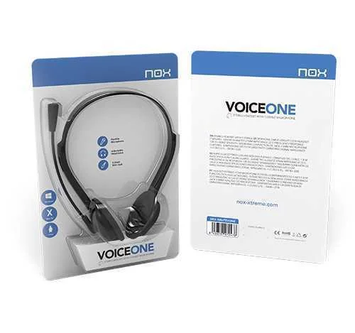 Auscultadores Headset Voice One Preto - Nox