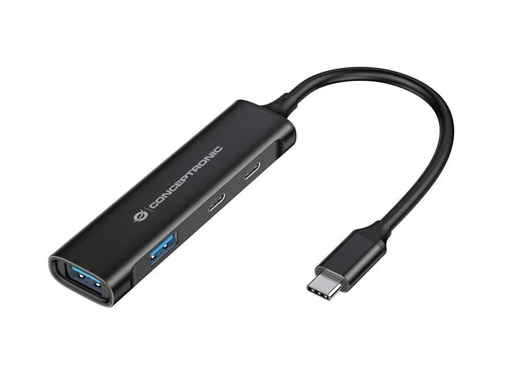 Adaptador Hub "4-Em-1" Usb-C - 2x Usb-C + 2x Usb-A - Conceptronic