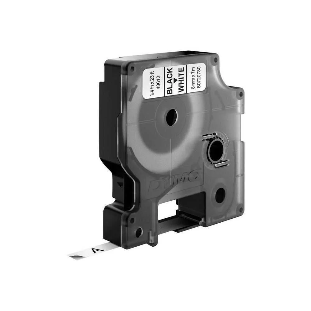 Cinta Laminada para M&aacute;quinas Rotuladoras Dymo D1 43613 Labelmanager Branco 6 Mm Preto (5 Unidades) 