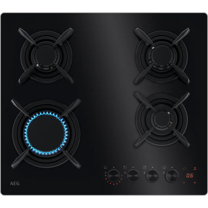 Gas Hob Hkb64453nb 60cm 4 Zones (Black) - Aeg