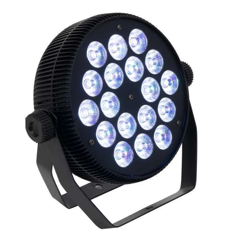 Foco Par LED Extra Plano Rgbw. LED 18 X 10 W, LED Rgbw (4 em 1). Microfone Incorporado.