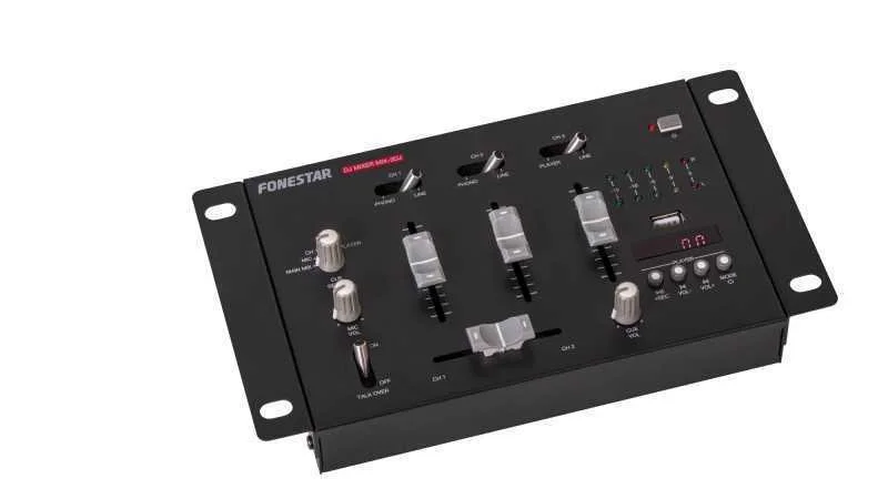 Misturador Dj Compacto. 3 Canais Est&eacute;reo. 1 Micro. 1 Sa&iacute;da Est&eacute;reo. Reprodutor Bluetooth/Usb/Pc.