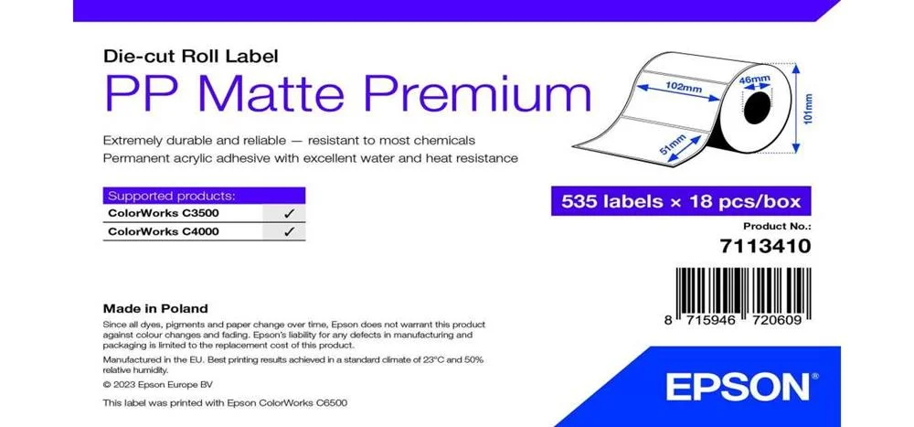 Pp Matte Label Prem Die-Cut    Supl