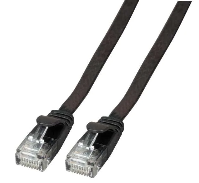 Efb Rj45 Flachpatchkabel U/Utp, Cat.6a, Pvc, 3m, Schwarz