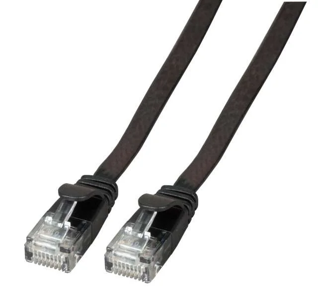 Efb Rj45 Flachpatchkabel U/Utp, Cat.6a, Pvc, 5m, Schwarz