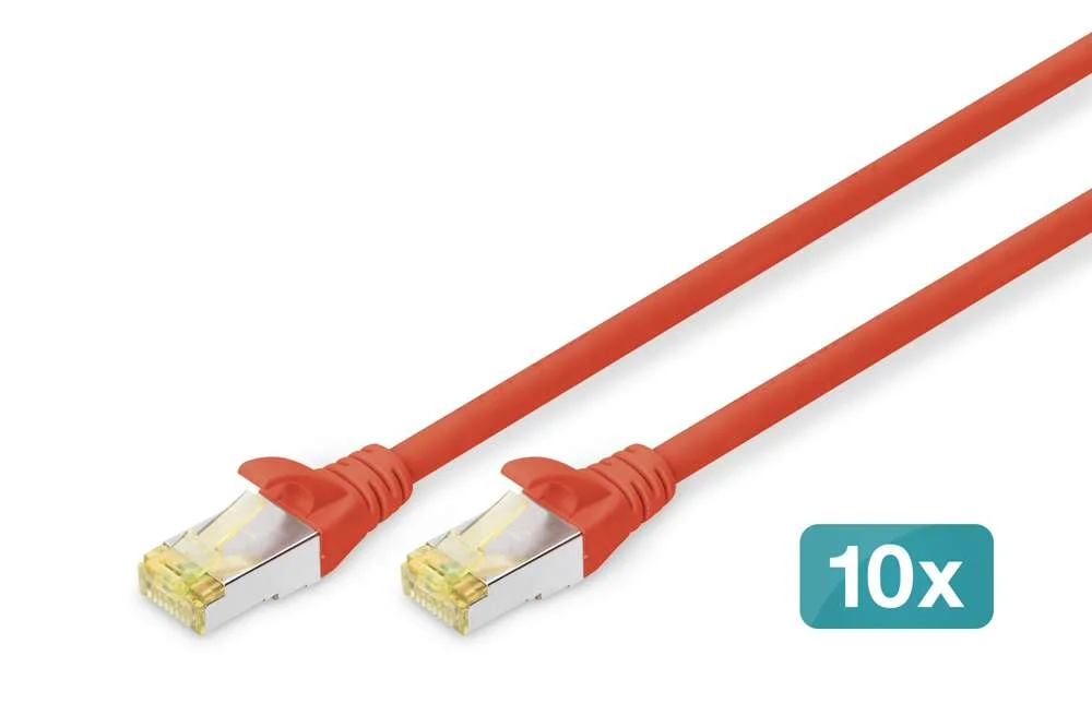 Digitus Cat 6a S/Ftp Patchkabel, 10 St&uuml;ck, 1m, Rot