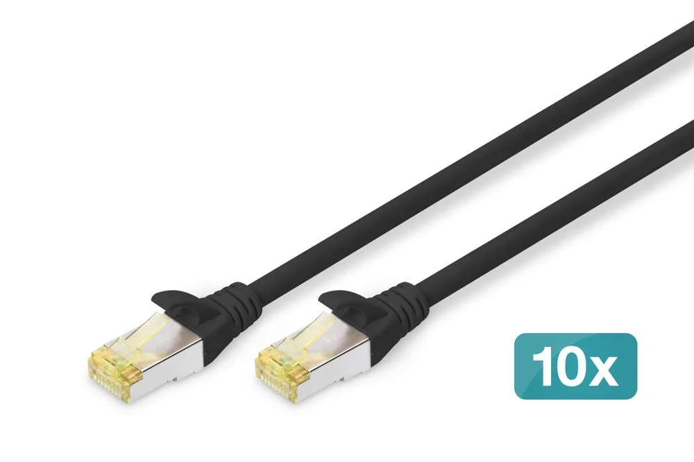 Digitus Cat 6a S/Ftp Patchkabel, 10 St&uuml;ck, 2m, Schwarz
