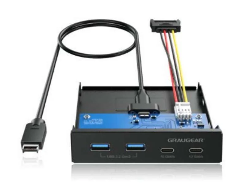 Graugear Usb-Hub Multi Front Panel, Usb 3.2 Gen2 Type-C Retail