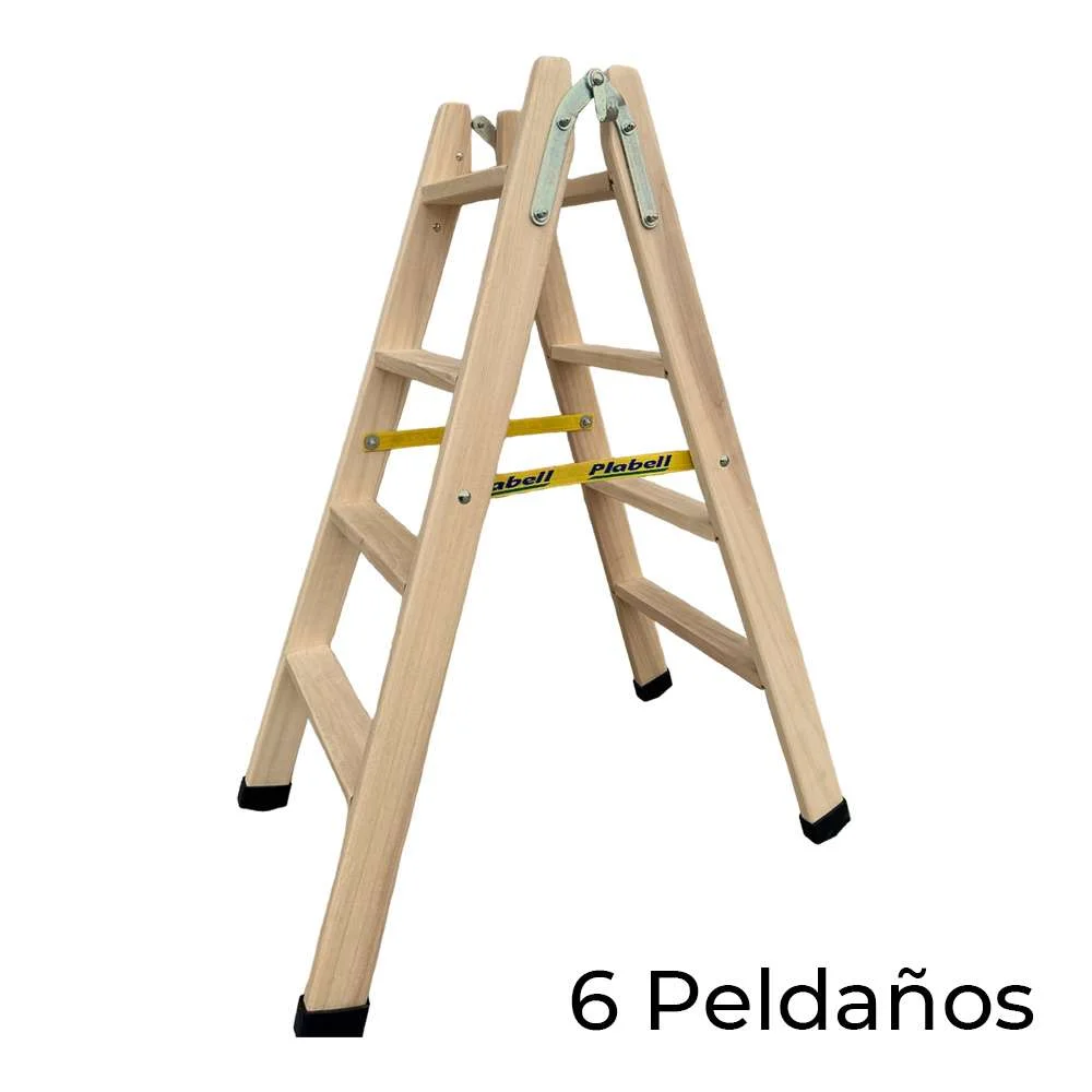 Escadote de Madeira Degraus Largos 164cm Altura Bld-6 Plabell