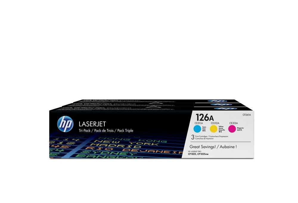 Hp Toner Cart. Cf341a (126a) F?r Lj Pro100/Cp1020/1025/ 1025nw Rainbow Pack (C/M/Y) (Ce311a/Ce312a/C