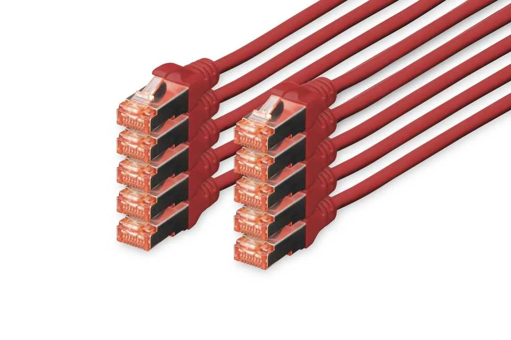 Digitus Cat 6 S/Ftp Patchkabel, 10 St&uuml;ck, 0,5m, Rot