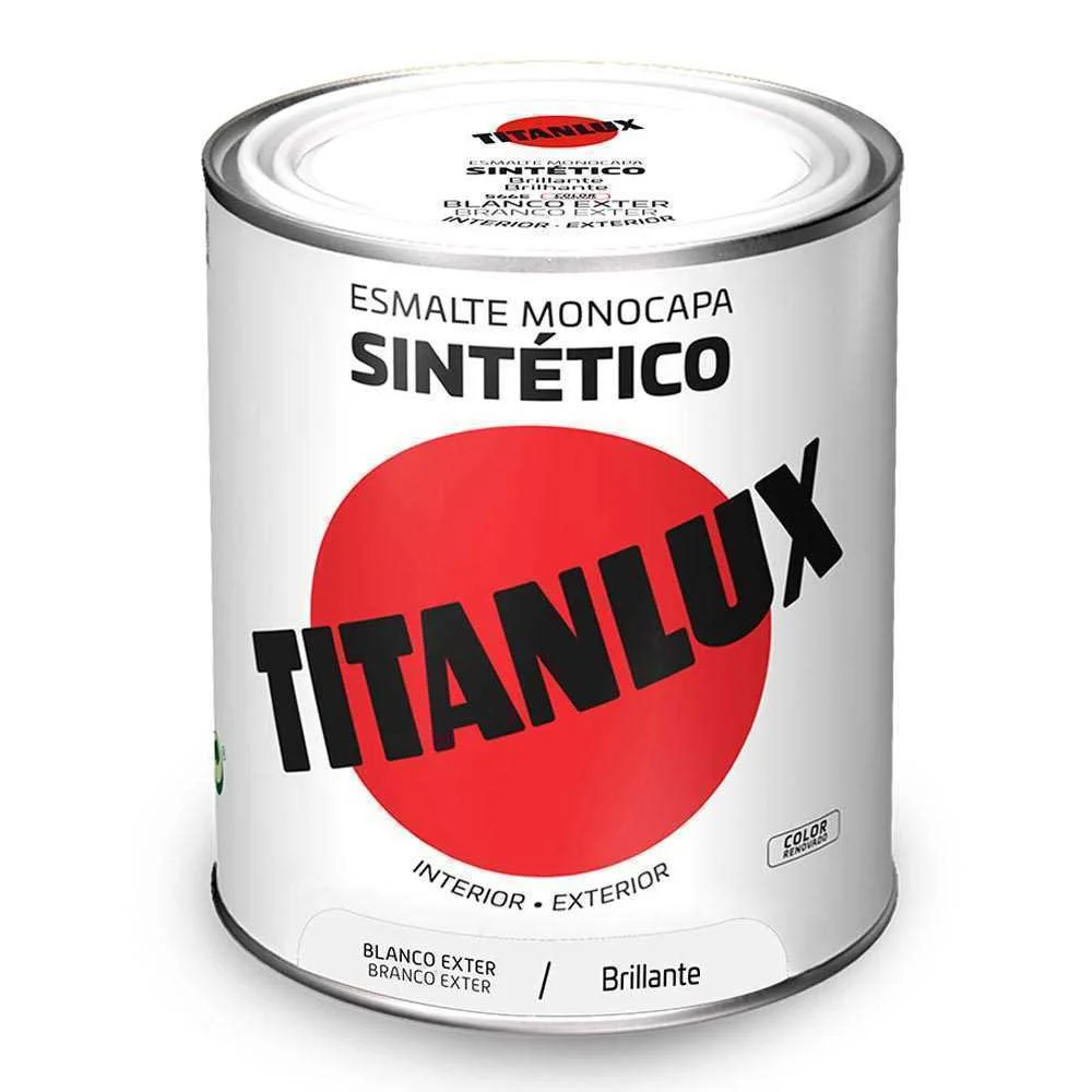 Esmalte Sint&eacute;tico Monocamada Brilhante Branco Exterior 750ml Titanlux 5809022