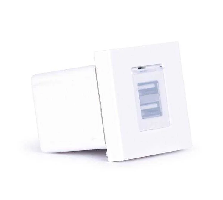 Painel de Liga&ccedil;&atilde;o para Carregador Usb. 2 Conetores Usb a F&ecirc;mea com Tampa. 45 X 45 X 47 Mm de Profund