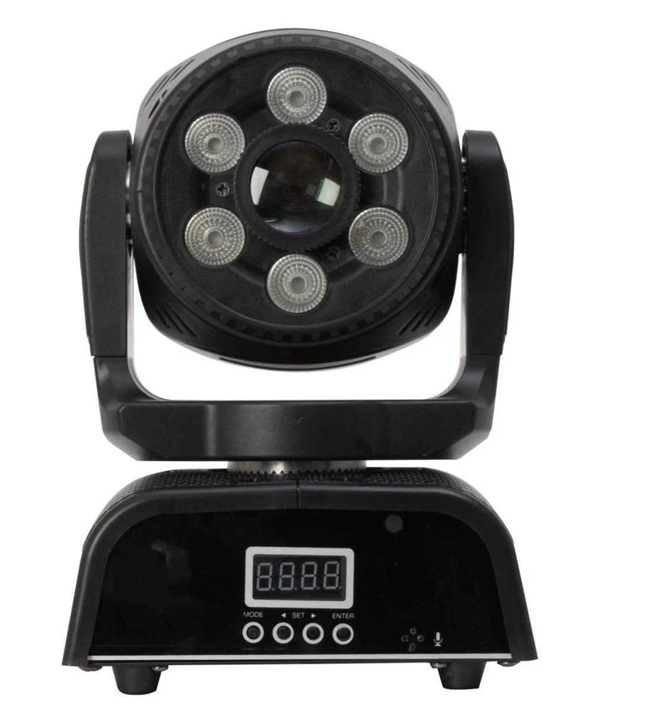 Cabe&ccedil;a M&oacute;vel Spot Wash LED 2 em 1. LED 6 X 10 W, LED Rgbw. 1 X 60 W, LED White. Microfone Incorporad
