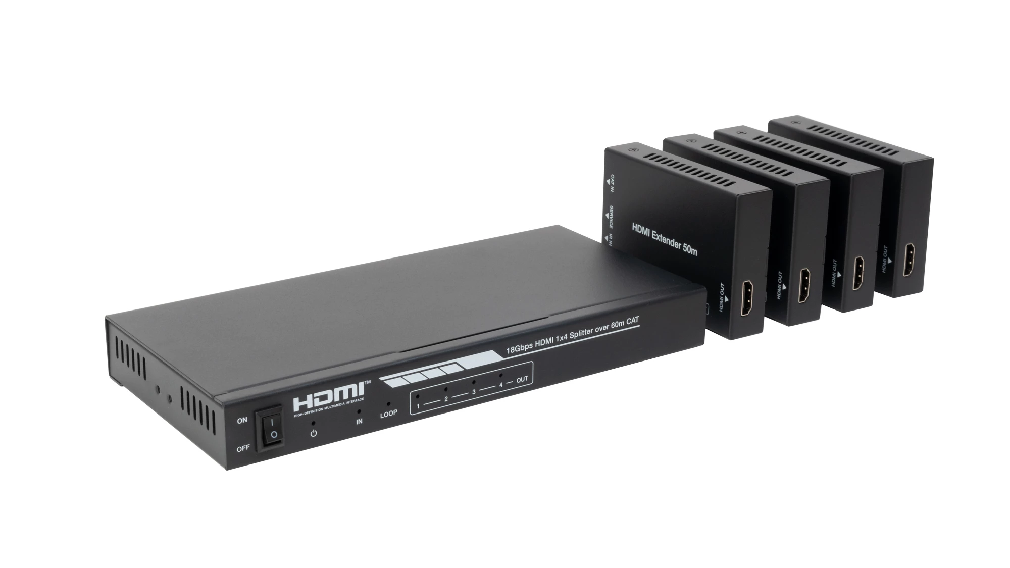Distribuidor Extensor Hdmi 1 X 4 Por Cabo Cat 6/6a/7. Hdmi 2.0. Resolu&ccedil;&atilde;o Uhd 4k@60hz. Hdcp 2.2. Dis
