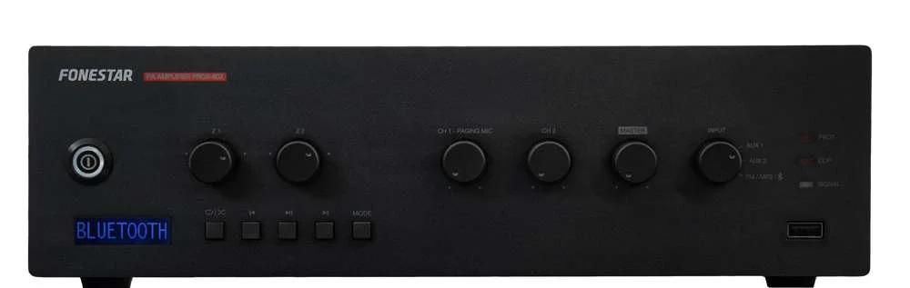 Amplificador Multizona 60 W Rms. 2 Zonas de Colunas. Reprodutor Usb/Fm e Bluetooth&reg;
