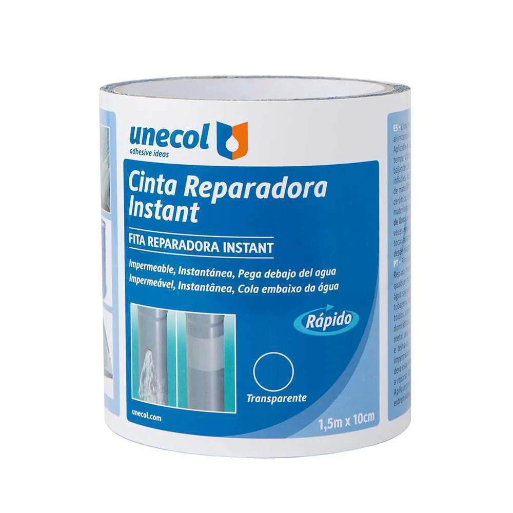 Fita de Repara&ccedil;&atilde;o Instant&acirc;nea 10cm X 1,5m Transparente A7711 Unecol