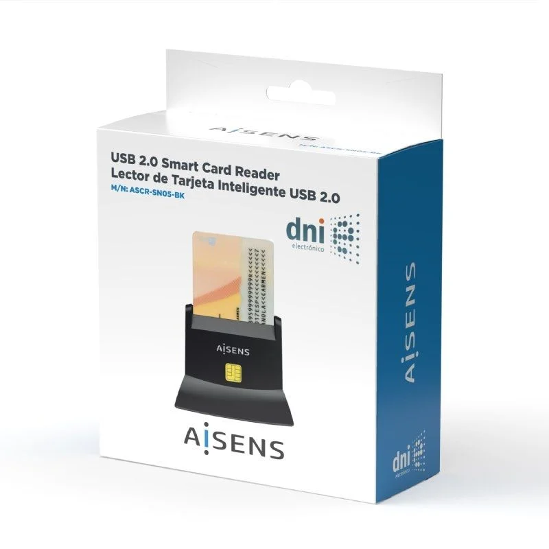 Lector de Dni Y Tarjetas Aisens Ascr-Sn05-Bk/ Neg.