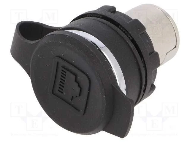 Tomada RJ45; 22mm; IP65; no painel; Cobertura: dourado; 1A; 10Gbps