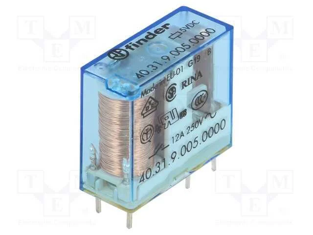Rel&eacute;: Eletromagn&eacute;tico, Spdt, Ubobina : 5vdc, Icontactos Max: 20a