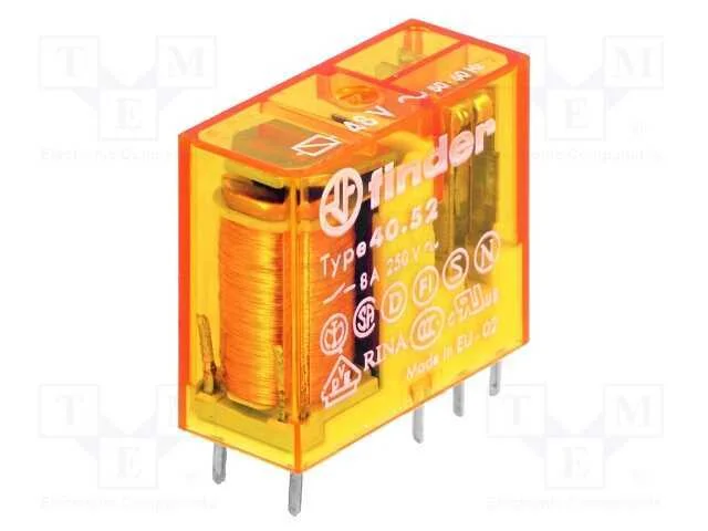 Rel&eacute;: Eletromagn&eacute;tico, Dpdt, Ubobina: 48vac, Icontactos Max: 15a